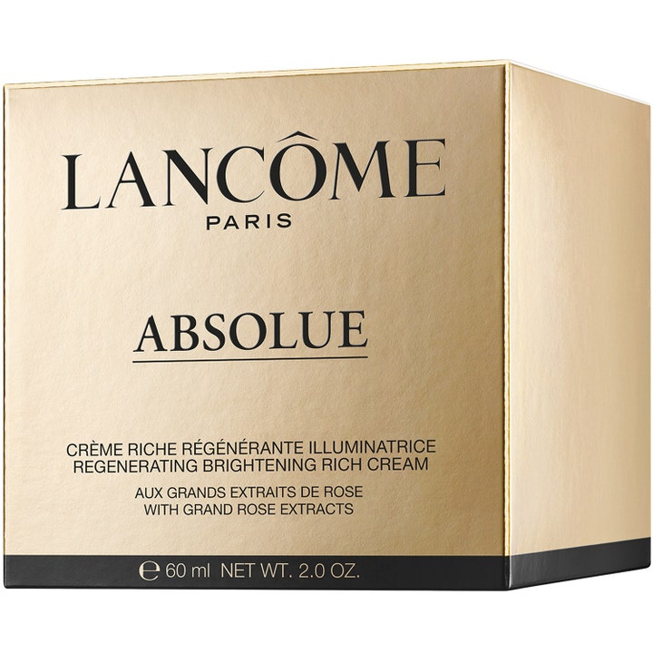 Lancôme Absolue Regenerating Brightening Rich Cream 60 ml glødgivende dagkrem i en luksuriøs gullfarget eske.