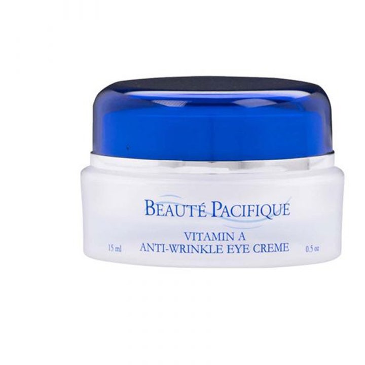 Beauté Pacifique Vitamin A Anti-Wrinkle Eye Creme 15 ml rynkereduserende øyekrem i hvit krukke med blått lokk