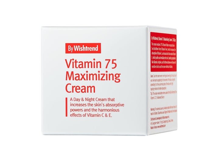 By Wishtrend Vitamin 75 Maximizing Cream 50 ml glødgivende ansiktskrem i hvit eske med rød og svart tekst