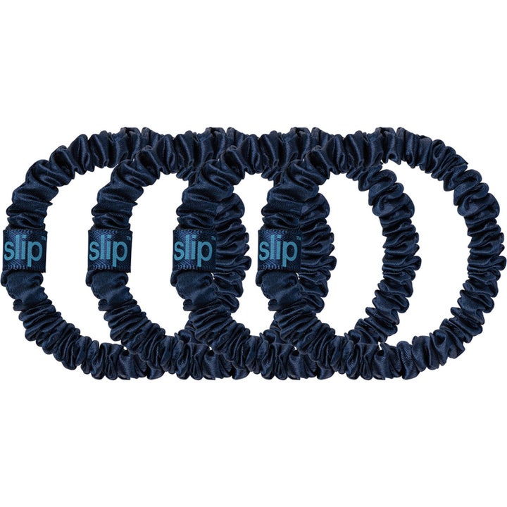 Pure Silk Skinny Scrunchies Navy