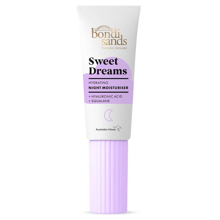 Bondi Sands Sweet Dreams 50ml fuktgivende nattkrem med hyaluronsyre i hvit tube med lilla riflet kork