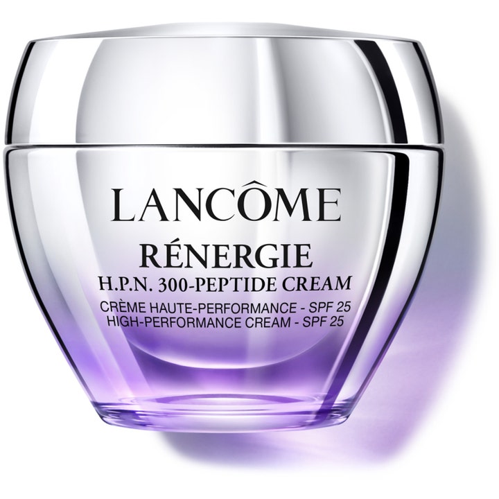 Lancôme Rénergie H.P.N. 300-Peptide Cream oppstrammende ansiktskrem med SPF 25 i lilla glasskrukke med sølvlokk