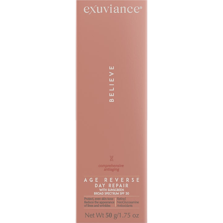 Exuviance Age Reverse Day Repair 50 g anti-aging dagkrem i ferskenfarget eske med SPF 30 og retinol