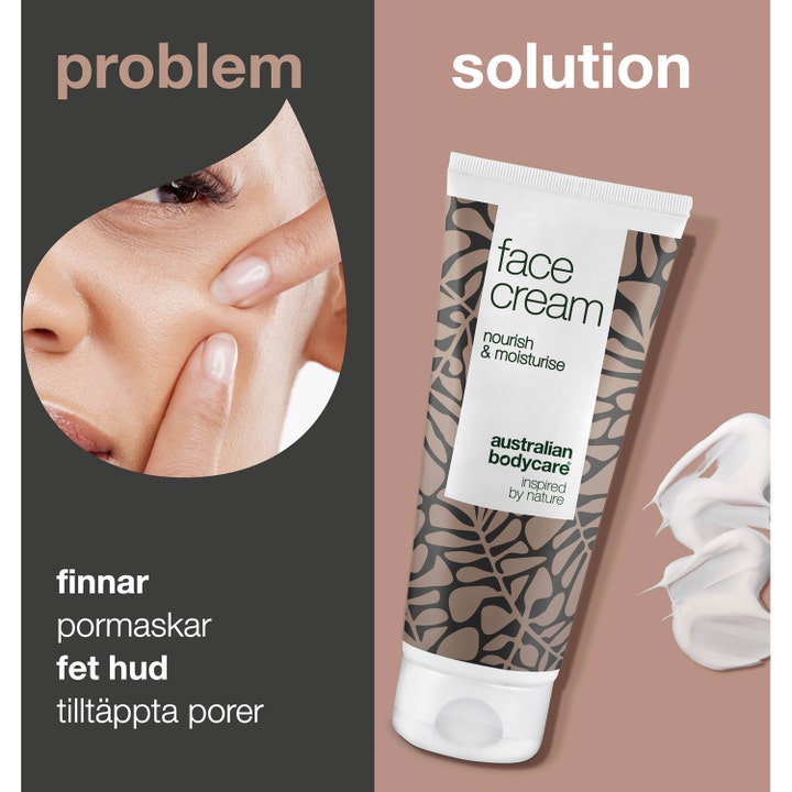 Australian Bodycare Face Cream 100 ml ansiktskrem i hvit tube motvirker kviser og urenheter med hvit kremtekstur