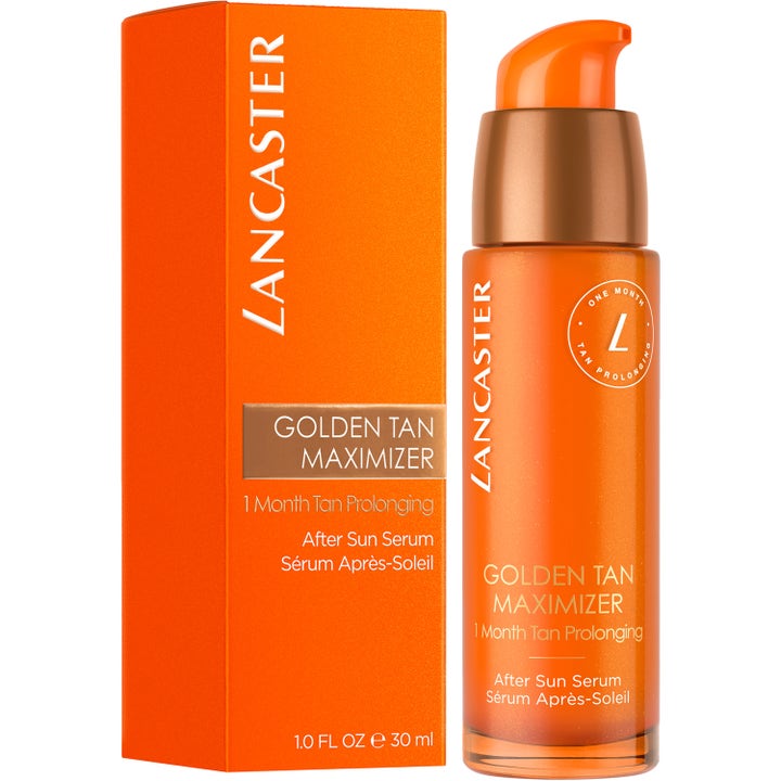 Lancaster Golden Tan Maximizer Face Serum 30 ml after sun serum i oransje flaske med pumpe og eske