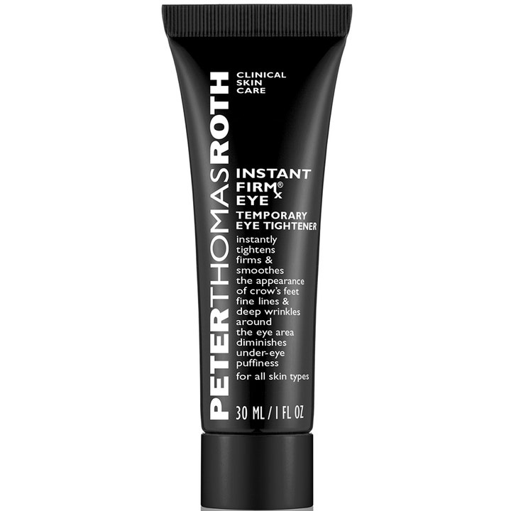 Peter Thomas Roth Instant FIRMx Eye 30 ml oppstrammende øyekrem som glatter ut rynker i en sort tube med hvit tekst