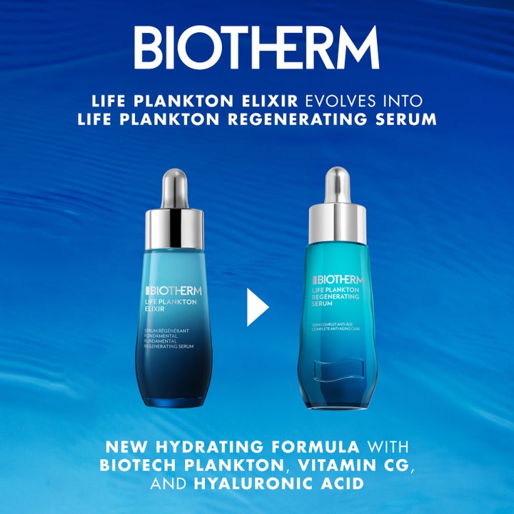 Biotherm Life Plankton Regenerating Serum 30 ml fuktighetsgivende serum i blå glassflaske med sølvfarget kork
