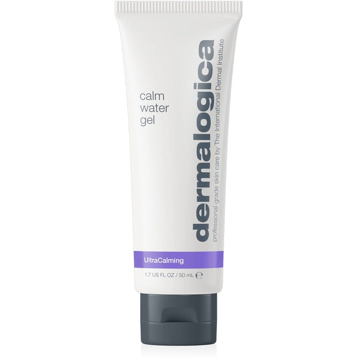 Dermalogica Calm Water Gel 50 ml beroligende ansiktsgel som fukter huden i hvit tube med lilla detalj og grått lokk