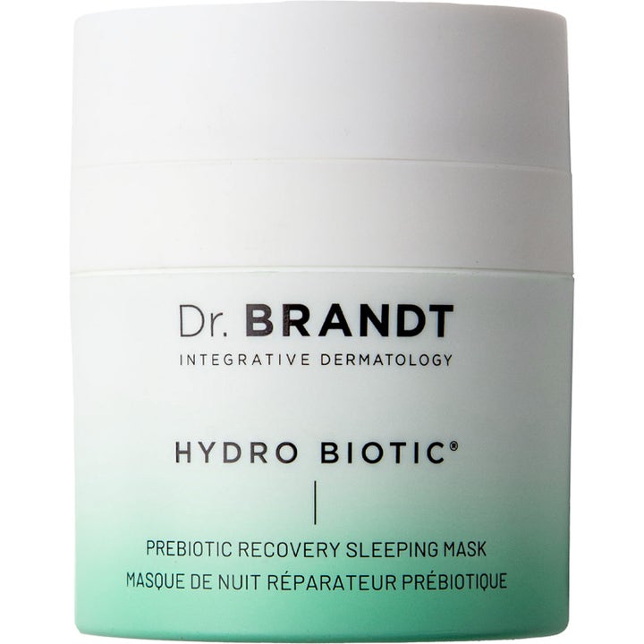 Dr. Brandt Hydro Biotic Prebiotic Recovery Sleeping Mask 50g nattmaske i hvit krukke med grønn bunn