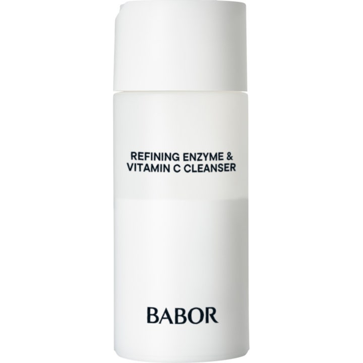 Babor Refining Enzyme & Vitamin C Cleanser eksfolierende enzymrens som gir glød i hvit matt flaske med sort tekst