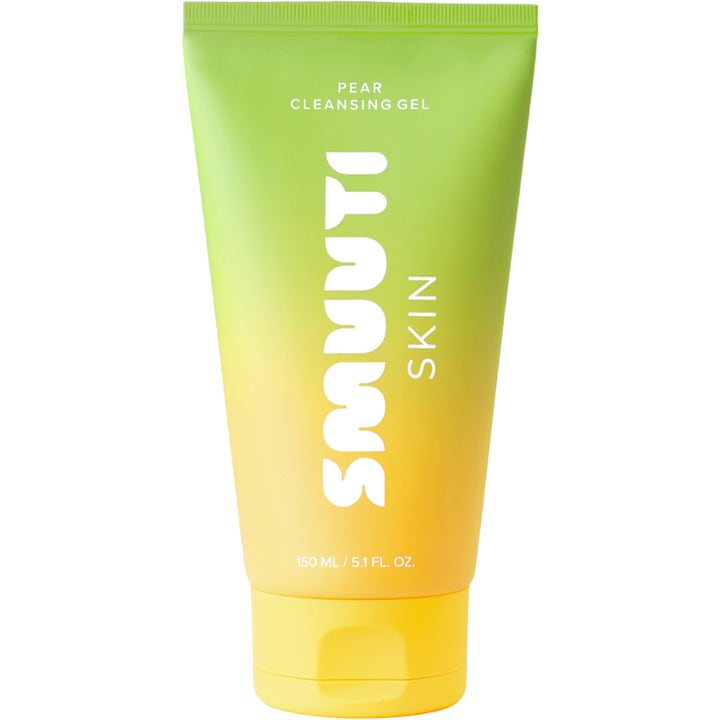 Smuuti Skin Pear Cleansing Gel 150 ml rensende ansiktsgel i en limegrønn og gul tube med hvit tekst.
