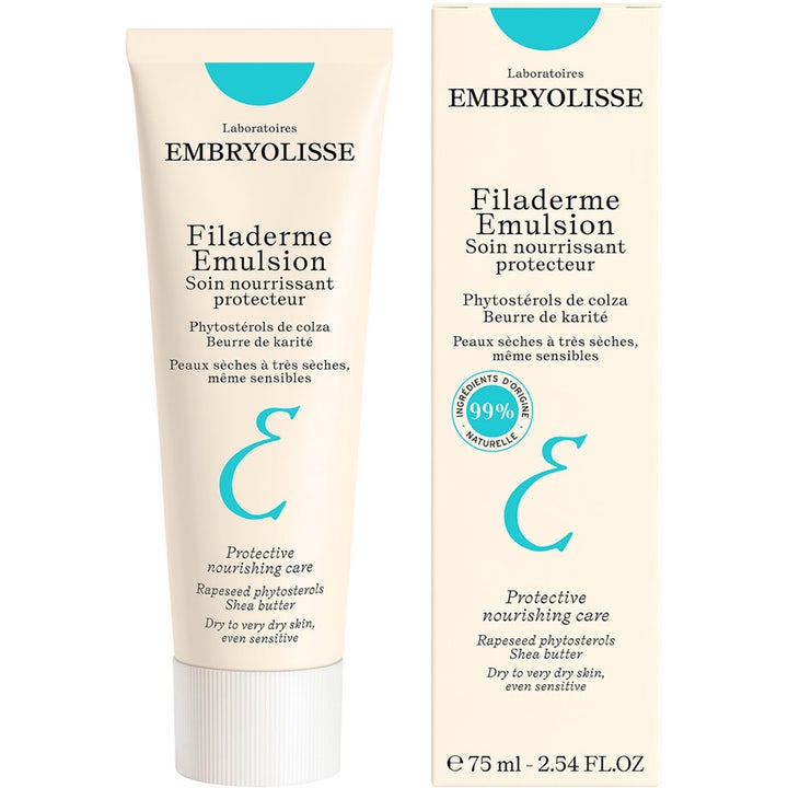Embryolisse Filaderme Emulsion 75 ml nærende ansiktskrem for tørr hud i hvit tube og eske med blå detaljer