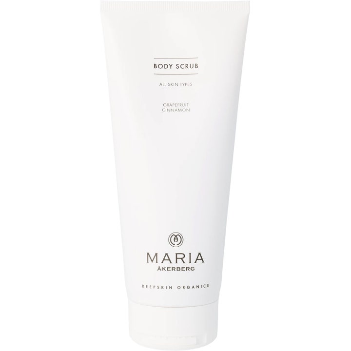 Maria Åkerberg Body Scrub 200 ml eksfolierende kroppsskrubb i hvit tube som gir myk hud med grapefrukt og kanel.