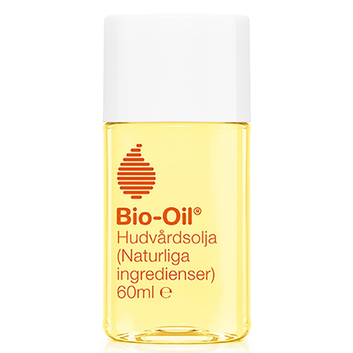 Bio-Oil Skincare Oil Natural 60ml fuktighetsgivende hudolje i gjennomsiktig plastflaske med gulaktig olje og hvitt lokk