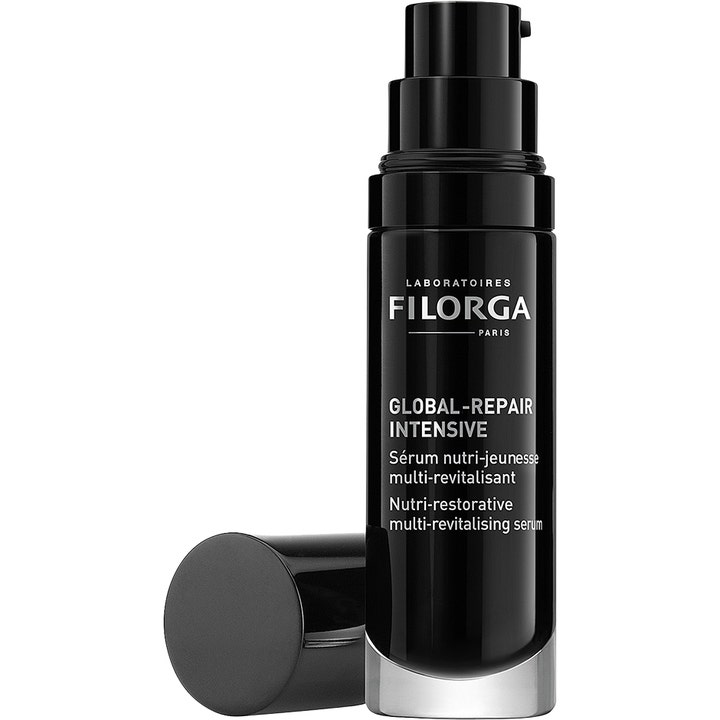 Filorga Global-Repair Intensive Serum 30 ml revitaliserende ansiktsserum i svart pumpeflaske med avtagbar kork