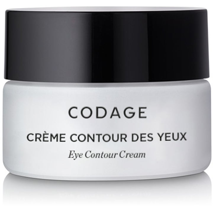 Codage Eye Contour Cream 15ml pleiende øyekrem som gir fuktighet i en frostet glasskrukke med sort lokk.