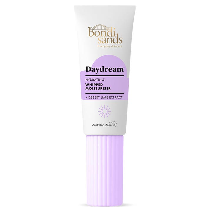 Bondi Sands Daydream Hydrating Whipped Moisturiser 50ml fuktighetsgivende ansiktskrem i hvit tube med lilla rillet kork