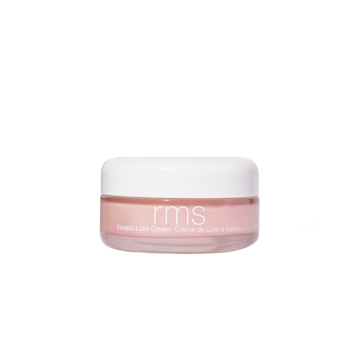 RMS Beauty Kakadu Luxe Cream 50 ml glødgivende ansiktskrem i en delikat rosa glasskrukke med hvitt lokk.