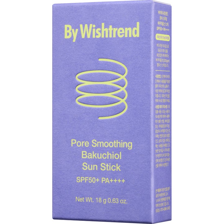 By Wishtrend Pore Smoothing Bakuchiol Sun Stick 18 g solkrem som gir jevnere hud i lilla eske med SPF 50