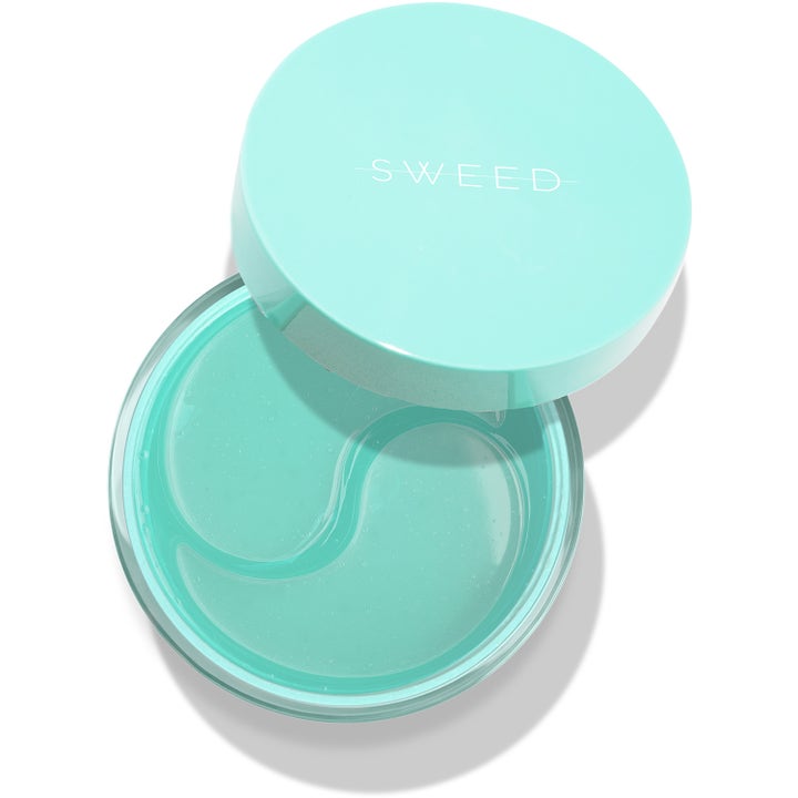 Sweed Miracle Eye Patches 30 par fuktighetsgivende hudpleie i turkis krukke med gelpatches i virvelmønster