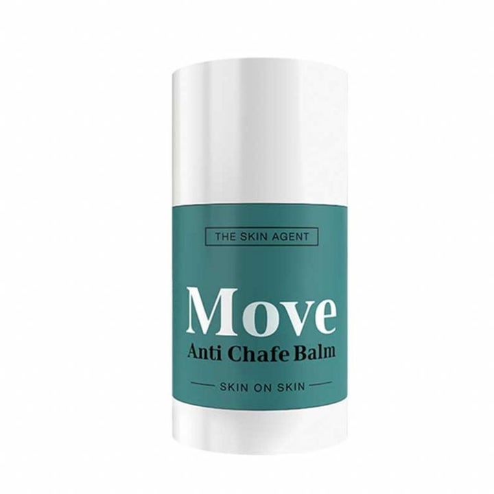 The Skin Agent Move Anti Chafe Balm beskyttende stift mot gnagsår i hvit hylse med turkis etikett