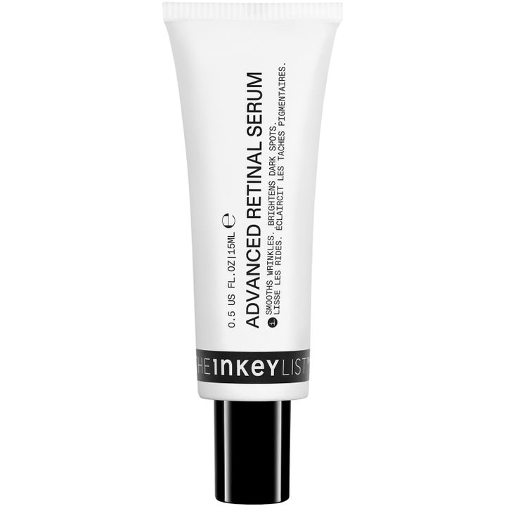 The Inkey List Advanced Retinal Serum 15ml reduserer rynker i en hvit tube med sort kork og minimalistisk tekst.