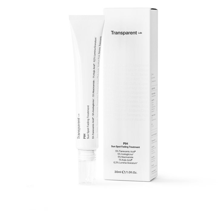 Niche Beauty Lab Transparent Lab P.I.H Sun Spot Fading Treatment 30 ml mot pigmentflekker i hvit tube og eske