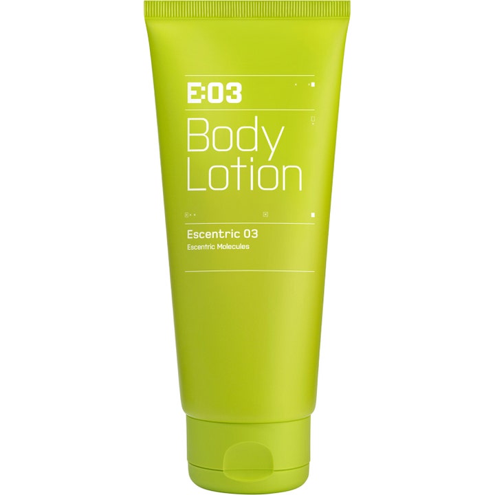 Escentric Molecules Escentric 03 Body Lotion 200ml fuktighetsgivende kroppskrem i en minimalistisk limegrønn tube.