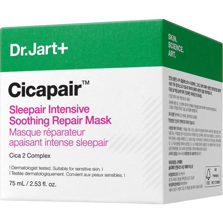 Dr.Jart+ Cicapair Sleepair Intensive Soothing Repair Mask 75 ml beroligende ansiktsmaske med Cica 2 Complex i eske