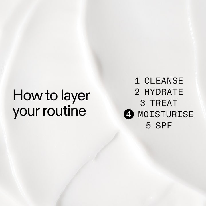 The INKEY List Peptide Moisturizer 50 ml fuktighetskrem hvit tekstur med guide til rutine og trinn 4 MOISTURISE