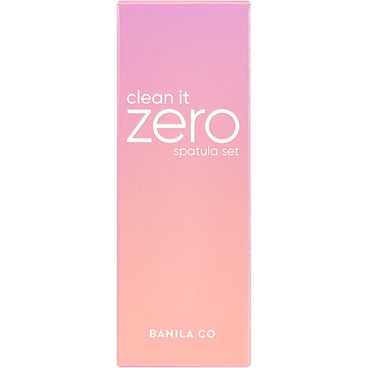 Banila Co Clean It Zero Spatula Set 1 stk hudpleieverktøy for hygienisk påføring i en rosa og ferskenfarget eske