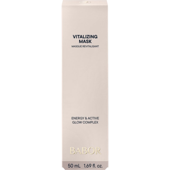 Babor Vitalizing Mask 50 ml vitaliserende ansiktsmaske for gusten hud i hvit eske med gulldetaljer.