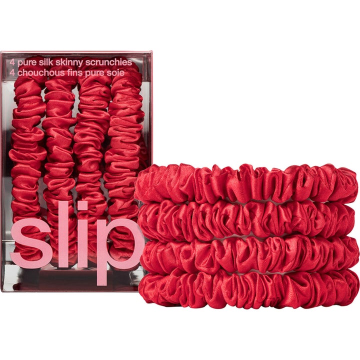 Pure Silk Skinny Scrunchies Red