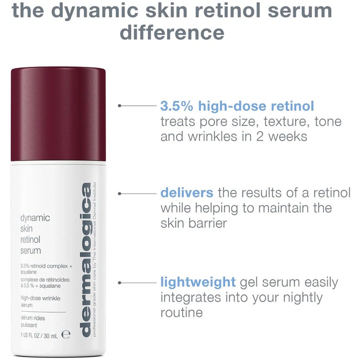 Dermalogica Dynamic Skin Retinol Serum 30 ml gelserum med 3,5 % retinol som reduserer rynker og porer i hvit flaske.