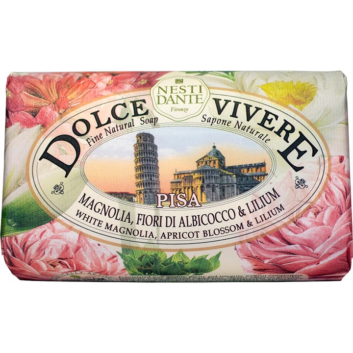 Nesti Dante Dolce Vivere Pisa 250g velduftende fast såpe i papir med blomster og det skjeve tårn i Pisa