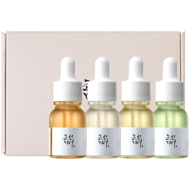 Beauty of Joseon Hanbang Serum Discovery Kit 40 ml med fire små glassflasker som gir glød og fukt.