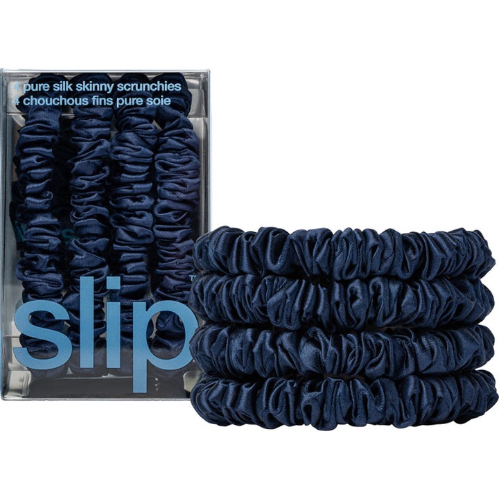 Pure Silk Skinny Scrunchies Navy