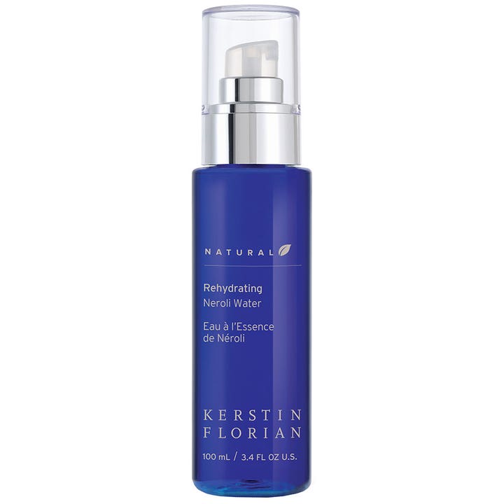Kerstin Florian Rehydrating Neroli Water 100 ml fuktighetsgivende ansiktsspray i blå glassflaske med sølvpumpe