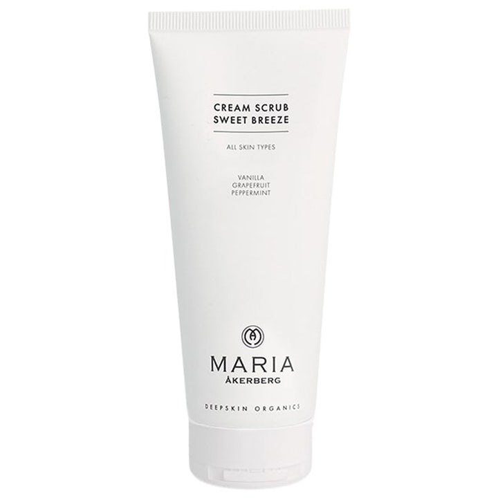 Maria Åkerberg Cream Scrub Sweet Breeze 200ml eksfolierende kroppsskrubb med vanilje i hvit plasttube.