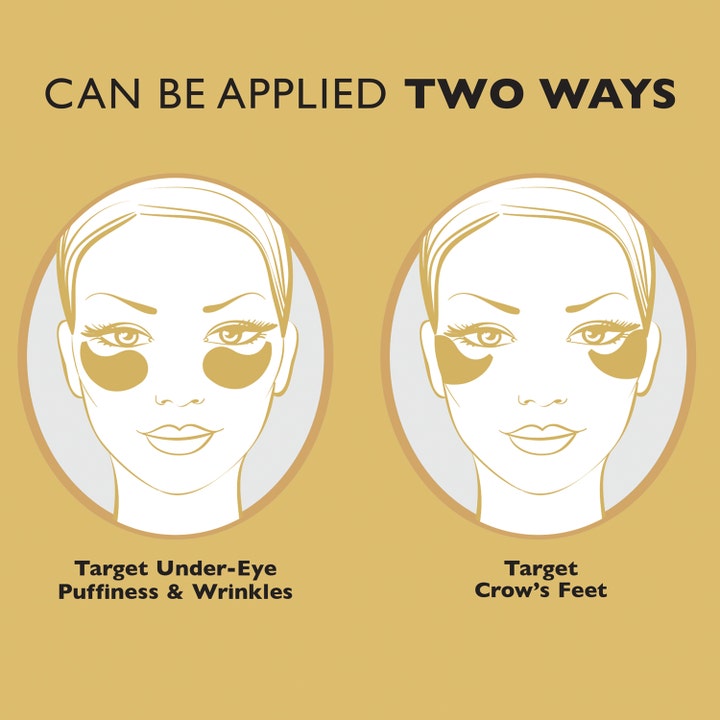 Peter Thomas Roth 24k Gold Hydragel Eye Patches 60 stk øyemaske illustrasjon viser to måter å påføre mot rynker