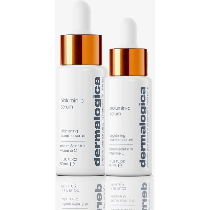 Dermalogica AGE smart Biolumin-C Serum 30 ml glødgivende vitamin C serum i hvite flasker med oransje metalliske detaljer