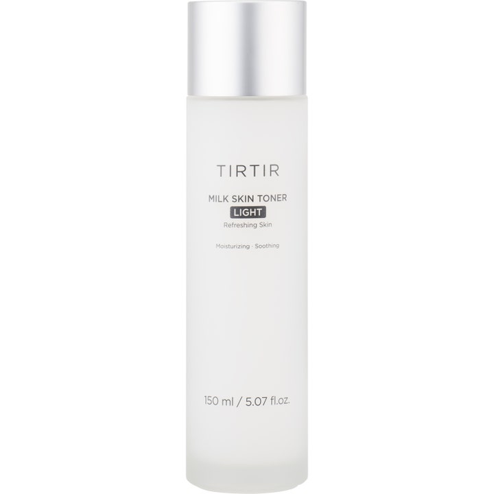 TIRTIR Milk Skin Toner Light 150 ml fuktighetsgivende ansiktstoner i en frostet hvit flaske med sølvfarget kork