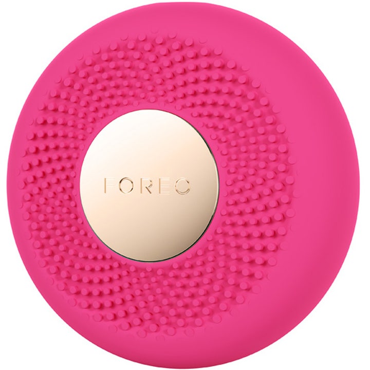 FOREO UFO 3 mini Fuchsia 1 stk fuktighetsgivende ansiktsbehandling i rosa silikon med gullplate