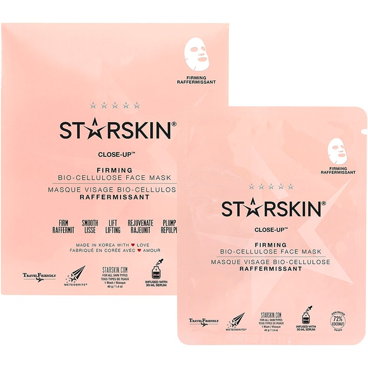 Starskin Close Up Firming Bio-Cellulose Face Mask 40 g oppstrammende ansiktsmaske i to rosa poser som gir huden mer fasthet