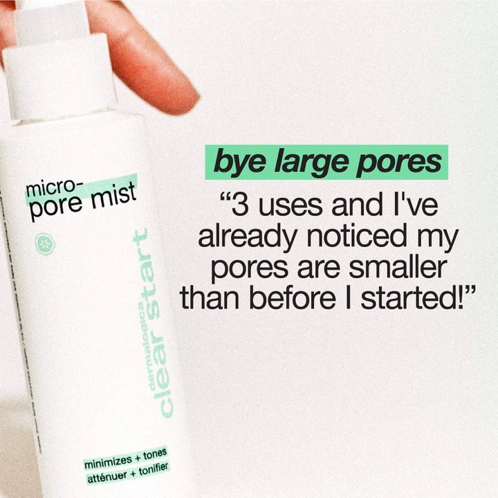 Dermalogica Clear Start Micro-Pore Mist ansiktsspray som minimerer porer med tekst bye large pores