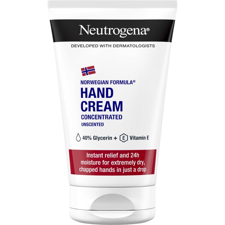 Neutrogena Norwegian Formula Hand Cream Concentrated 50ml fuktighetskrem for tørre hender i hvit tube med blå tekst