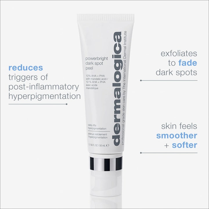 Dermalogica PowerBright Dark Spot Peel 50 ml i hvit tube som eksfolierer for å redusere mørke flekker.