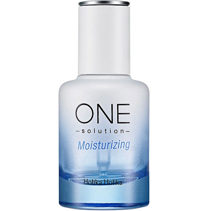 Holika Holika One Solution Moisturizing 30 ml ansiktsserum i blåtonet glassflaske som gir fuktighet
