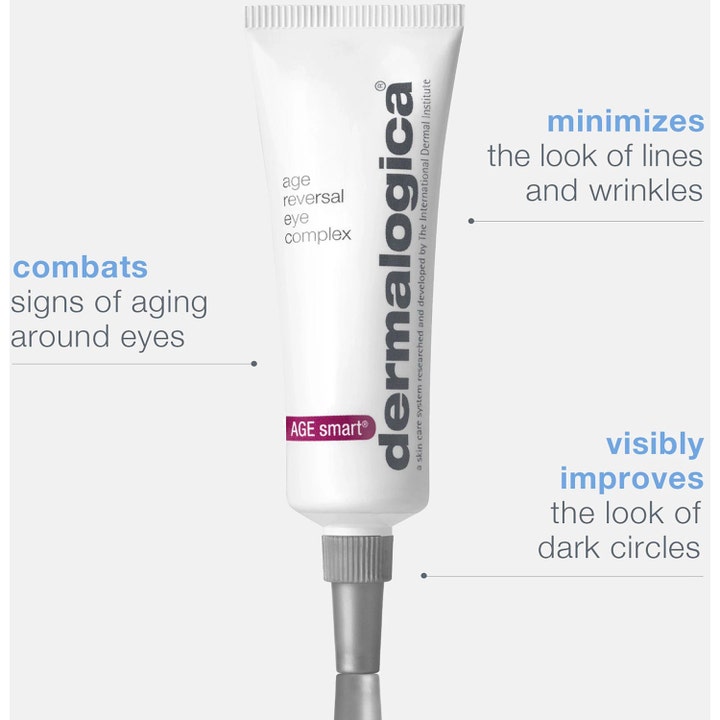 Dermalogica Age Reversal Eye Complex 15 ml øyekrem mot rynker i hvit tube med tekst om synlige resultater