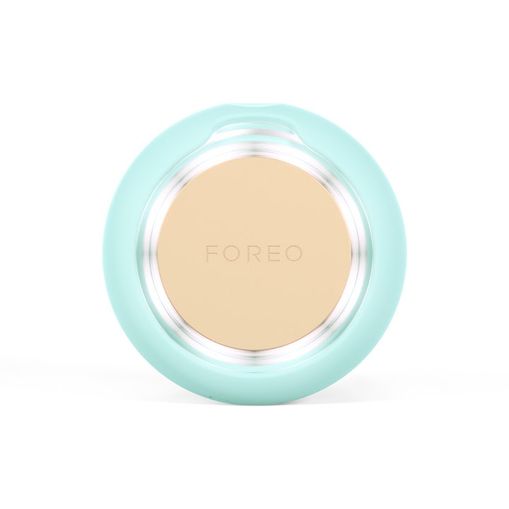 FOREO UFO 3 mini Arctic Blue 1 stk fuktighetsgivende ansiktsbehandling rund lyseblå enhet med beige senterplate